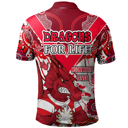 St. George Illawarra Dragons Custom Polo Shirt - St. George Illawarra Dragons For Life With Aboriginal Style Polo Shirt