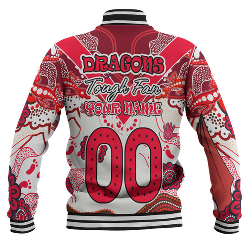 St. George Illawarra Dragons Custom Baseball Jacket - St. George Illawarra Dragons For Life With Aboriginal Style Baseball Jacket St. George Illawarra Dragons Custom Baseball Jacket - St. George Illawarra Dragons For Life With Aboriginal Style Baseball Jacket