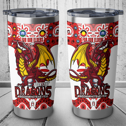 Dragons Naidoc Week Custom Tumbler - Dragons Naidoc Week For Our Elders Dot Art Dragon REDNWHITE4EVER Tumbler