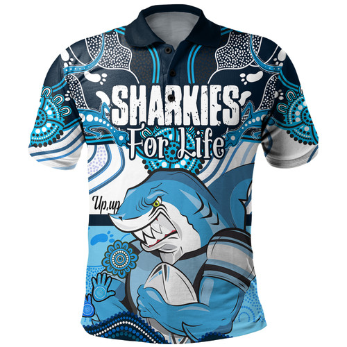 Cronulla-Sutherland Sharks Polo Shirt - Sharkies With Aboriginal Style Polo Shirt