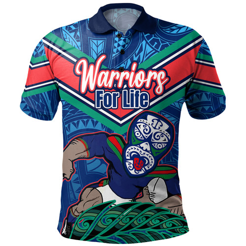 New Zealand Warriors Custom Polo Shirt - Warriors For Life With Aboriginal Style Polo Shirt