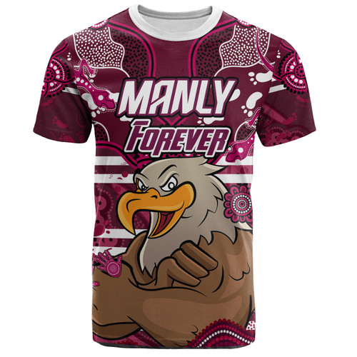 Sea Eagles Custom T-Shirt - Manly Forever With Aboriginal Style T-Shirt