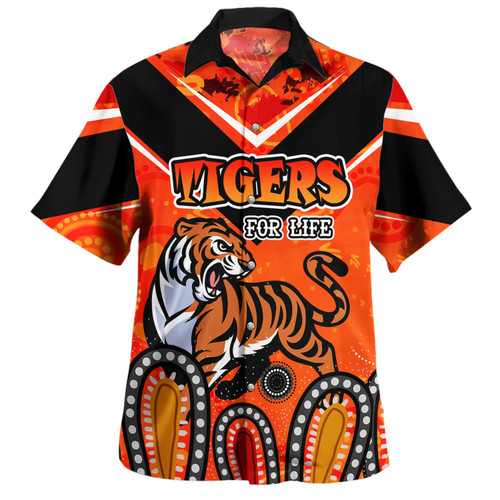 Wests Tigers Custom Hawaiian Shirt - Tigers For Life With Aboriginal Style Hawaiian Shirt