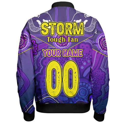 Melbourne Storm Custom Bomber Jacket - Melbourne Storm For Life With Aboriginal Style Bomber Jacket Melbourne Storm Custom Bomber Jacket - Melbourne Storm For Life With Aboriginal Style Bomber Jacket