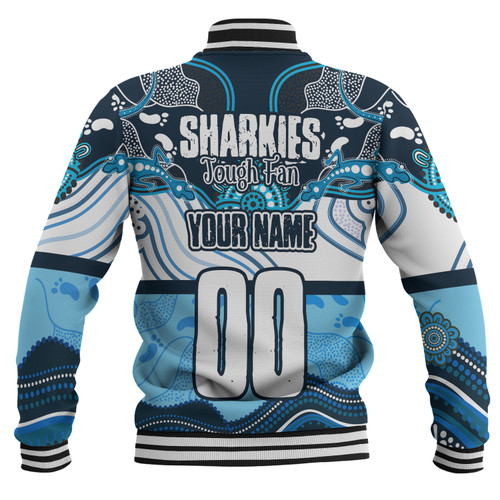 Cronulla-Sutherland Sharks Baseball Jacket - Sharkies With Aboriginal Style Baseball Jacket Cronulla-Sutherland Sharks Baseball Jacket - Sharkies With Aboriginal Style Baseball Jacket