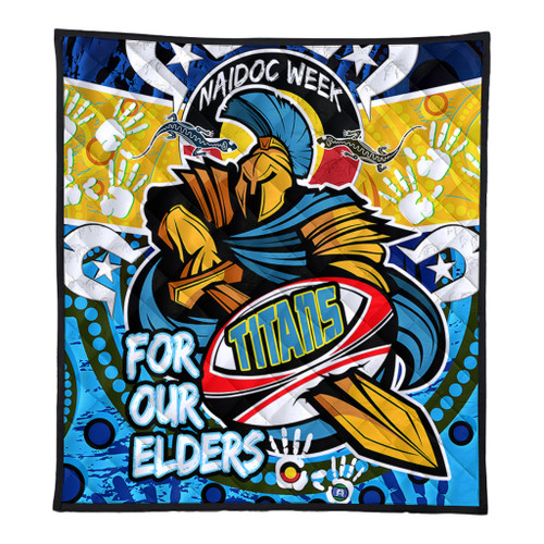 Gold Coast Titans Naidoc Week Custom Quilt - Gold Coast Titans Naidoc Week For Our Elders Dot Art Style Quilt Gold Coast Titans Naidoc Week Custom Quilt - Gold Coast Titans Naidoc Week For Our Elders Dot Art Style Quilt
