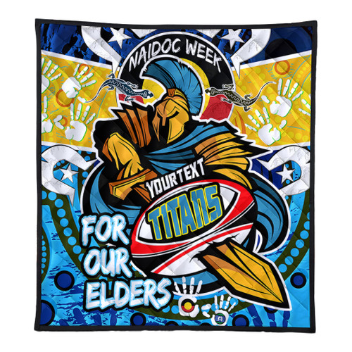Gold Coast Titans Naidoc Week Custom Quilt - Gold Coast Titans Naidoc Week For Our Elders Dot Art Style Quilt Gold Coast Titans Naidoc Week Custom Quilt - Gold Coast Titans Naidoc Week For Our Elders Dot Art Style Quilt