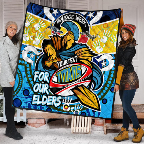 Gold Coast Titans Naidoc Week Custom Quilt - Gold Coast Titans Naidoc Week For Our Elders Dot Art Style Quilt Gold Coast Titans Naidoc Week Custom Quilt - Gold Coast Titans Naidoc Week For Our Elders Dot Art Style Quilt