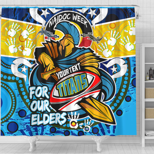 Gold Coast Titans Naidoc Week Custom Shower Curtain - Gold Coast Titans Naidoc Week For Our Elders Dot Art Style Shower Curtain