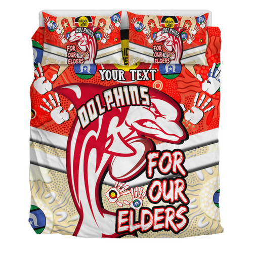 Redcliffe Dolphins Naidoc Week Custom Bedding Set - Redcliffe Dolphins Naidoc Week For Our Elders Dot Art Style With Turtle Bedding Set Redcliffe Dolphins Naidoc Week Custom Bedding Set - Redcliffe Dolphins Naidoc Week For Our Elders Dot Art Style With Turtle Bedding Set