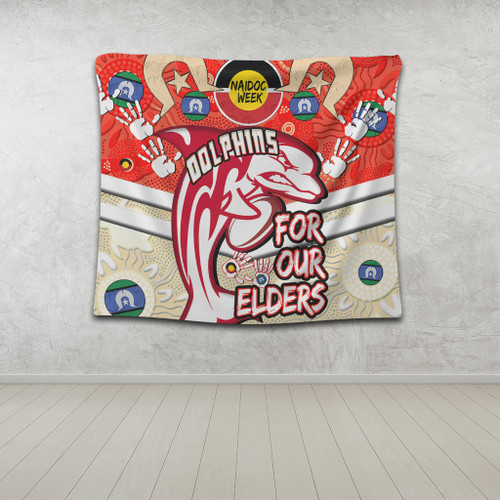 Redcliffe Dolphins Naidoc Week Custom Tapestry - Redcliffe Dolphins Naidoc Week For Our Elders Dot Art Style With Turtle Tapestry Redcliffe Dolphins Naidoc Week Custom Tapestry - Redcliffe Dolphins Naidoc Week For Our Elders Dot Art Style With Turtle Tapestry