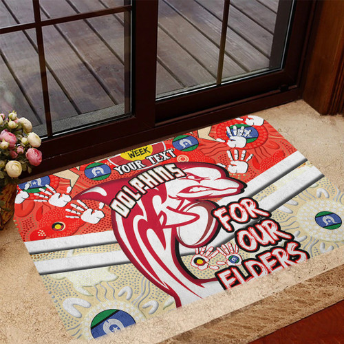 Redcliffe Dolphins Naidoc Week Custom Door Mat - Redcliffe Dolphins Naidoc Week For Our Elders Dot Art Style With Turtle Door Mat Redcliffe Dolphins Naidoc Week Custom Door Mat - Redcliffe Dolphins Naidoc Week For Our Elders Dot Art Style With Turtle Door Mat