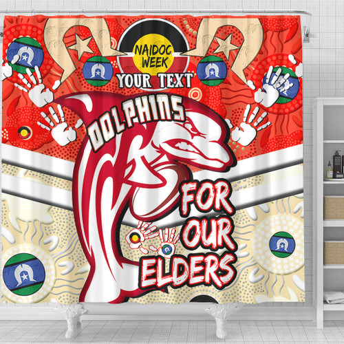 Redcliffe Dolphins Naidoc Week Custom Shower Curtain - Redcliffe Dolphins Naidoc Week For Our Elders Dot Art Style With Turtle Shower Curtain Redcliffe Dolphins Naidoc Week Custom Shower Curtain - Redcliffe Dolphins Naidoc Week For Our Elders Dot Art Style With Turtle Shower Curtain