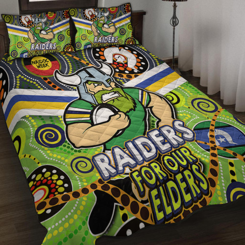 Canberra Raiders Naidoc Week Custom Quilt Bed Set - Raiders Naidoc For Our Elders Dot Art Style Quilt Bed Set Canberra Raiders Naidoc Week Custom Quilt Bed Set - Raiders Naidoc For Our Elders Dot Art Style Quilt Bed Set