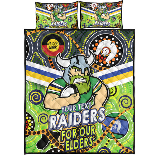 Canberra Raiders Naidoc Week Custom Quilt Bed Set - Raiders Naidoc For Our Elders Dot Art Style Quilt Bed Set Canberra Raiders Naidoc Week Custom Quilt Bed Set - Raiders Naidoc For Our Elders Dot Art Style Quilt Bed Set