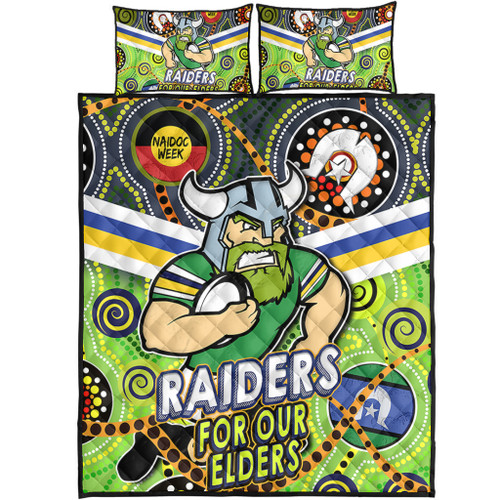 Canberra Raiders Naidoc Week Custom Quilt Bed Set - Raiders Naidoc For Our Elders Dot Art Style Quilt Bed Set Canberra Raiders Naidoc Week Custom Quilt Bed Set - Raiders Naidoc For Our Elders Dot Art Style Quilt Bed Set