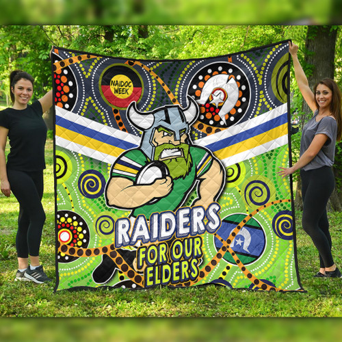 Canberra Raiders Naidoc Week Custom Quilt - Raiders Naidoc For Our Elders Dot Art Style Quilt Canberra Raiders Naidoc Week Custom Quilt - Raiders Naidoc For Our Elders Dot Art Style Quilt