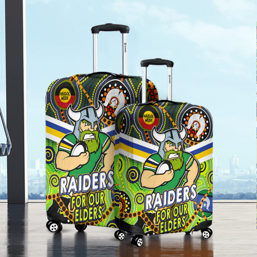 Canberra Raiders Naidoc Week Custom Luggage Cover - Raiders Naidoc For Our Elders Dot Art Style Luggage Cover Canberra Raiders Naidoc Week Custom Luggage Cover - Raiders Naidoc For Our Elders Dot Art Style Luggage Cover