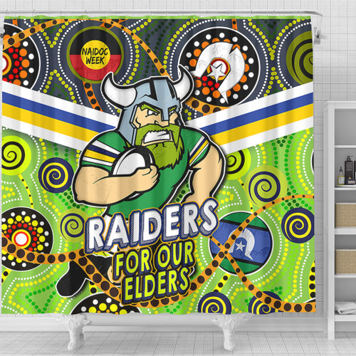 Canberra Raiders Naidoc Week Custom Shower Curtain - Raiders Naidoc For Our Elders Dot Art Style Shower Curtain Canberra Raiders Naidoc Week Custom Shower Curtain - Raiders Naidoc For Our Elders Dot Art Style Shower Curtain