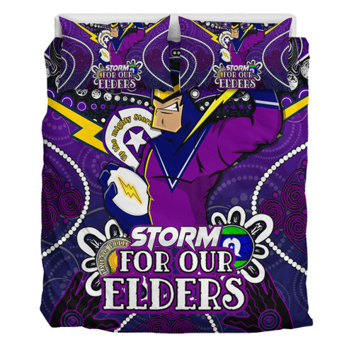 Melbourne Storm Naidoc Week Custom Bedding Set - Melbourne Storm For Our Elders Bedding Set Melbourne Storm Naidoc Week Custom Bedding Set - Melbourne Storm For Our Elders Bedding Set