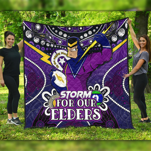 Melbourne Storm Naidoc Week Custom Quilt - Melbourne Storm For Our Elders Quilt Melbourne Storm Naidoc Week Custom Quilt - Melbourne Storm For Our Elders Quilt