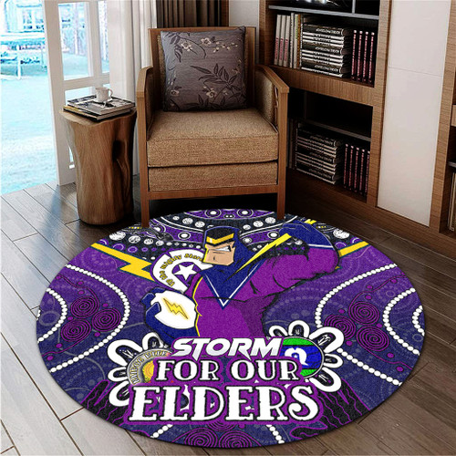 Melbourne Storm Naidoc Week Custom Round Rug - Melbourne Storm For Our Elders Round Rug Melbourne Storm Naidoc Week Custom Round Rug - Melbourne Storm For Our Elders Round Rug