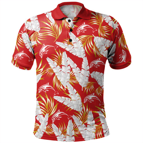 Redcliffe Dolphins Custom Polo Shirt - Tropical Patterns Redcliffe Dolphins Polo Shirt