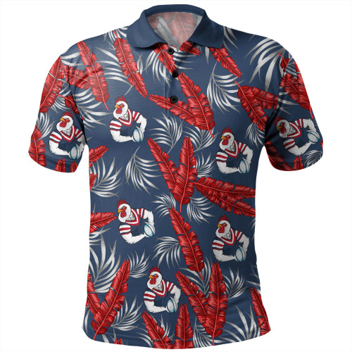 Sydney Roosters Custom Polo Shirt - Tropical Patterns Sydney Roosters Polo Shirt