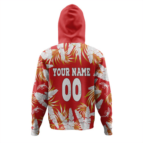 Redcliffe Dolphins Custom Hoodie - Tropical Patterns Redcliffe Dolphins Hoodie Redcliffe Dolphins Custom Hoodie - Tropical Patterns Redcliffe Dolphins Hoodie
