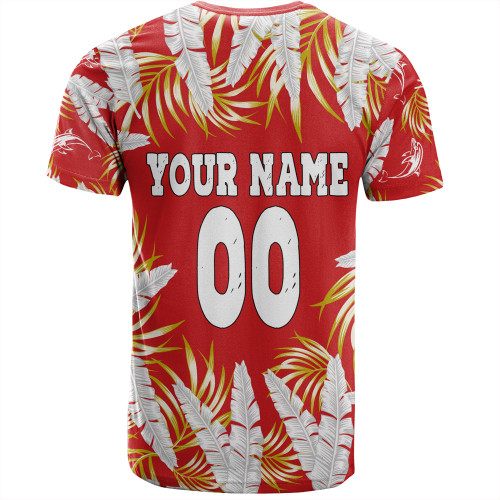 Redcliffe Dolphins Custom T-Shirt - Tropical Patterns Redcliffe Dolphins T-Shirt Redcliffe Dolphins Custom T-Shirt - Tropical Patterns Redcliffe Dolphins T-Shirt