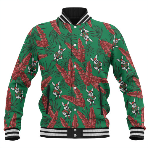 South Sydney Rabbitohs Baseball Jacket - Tropical Patterns Bunnies Baseball Jacket