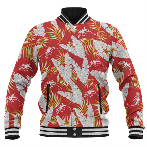 Redcliffe Dolphins Custom Baseball Jacket - Tropical Patterns Redcliffe Dolphins Baseball Jacket