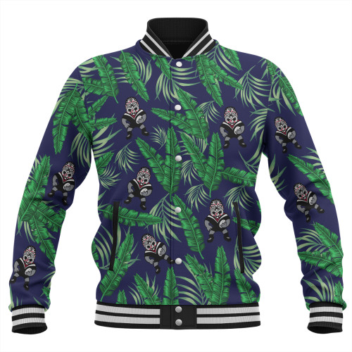 New Zealand Warriors Custom Baseball Jacket - Tropical Patterns Warriors Baseball Jacket