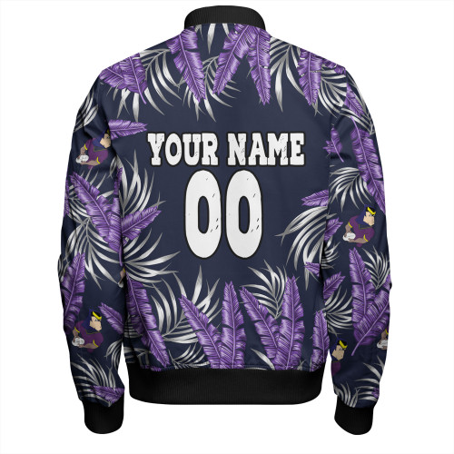 Melbourne Storm Custom Bomber Jacket - Tropical Patterns Melbourne Storm Bomber Jacket Melbourne Storm Custom Bomber Jacket - Tropical Patterns Melbourne Storm Bomber Jacket