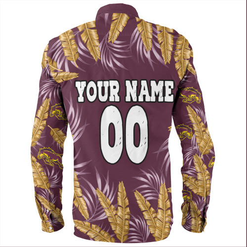 Brisbane Broncos Custom Long Sleeve Shirt - Tropical Patterns Brisbane Broncos Long Sleeve Shirt