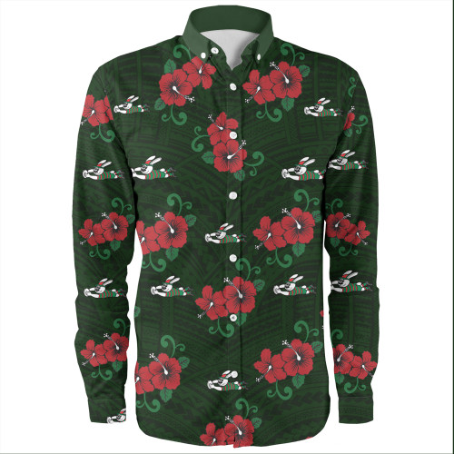 South Sydney Rabbitohs Long Sleeve Shirt - Bunnies With Maori Patterns Long Sleeve Shirt