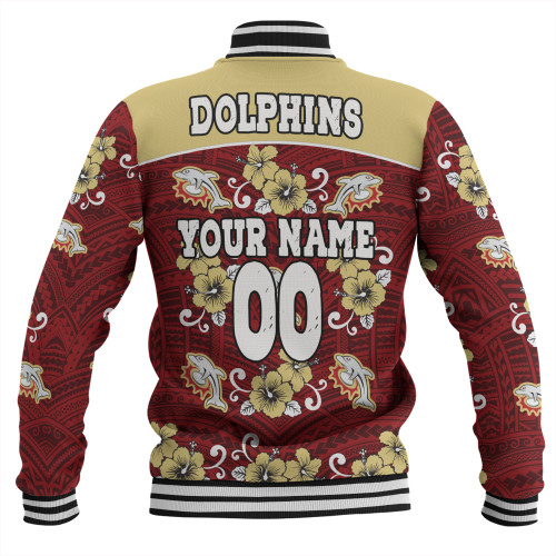 Redcliffe Dolphins Custom Baseball Jacket - Redcliffe Dolphins With Maori Patterns Baseball Jacket Redcliffe Dolphins Custom Baseball Jacket - Redcliffe Dolphins With Maori Patterns Baseball Jacket