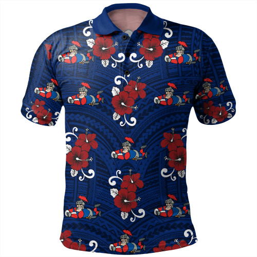 Newcastle Knights Custom Polo Shirt - Knights With Maori Patterns Polo Shirt