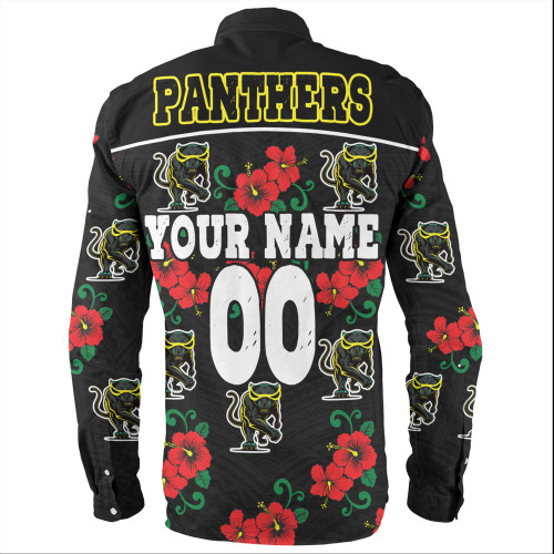 Penrith Panthers Custom Long Sleeve Shirt - Penrith Panthers With Maori Patterns Long Sleeve Shirt
