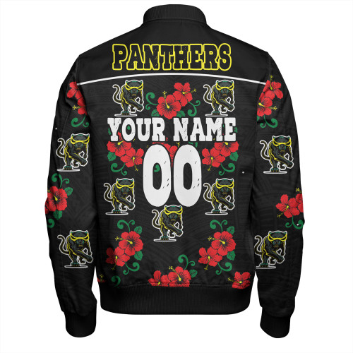 Penrith Panthers Custom Bomber Jacket - Penrith Panthers With Maori Patterns Bomber Jacket Penrith Panthers Custom Bomber Jacket - Penrith Panthers With Maori Patterns Bomber Jacket