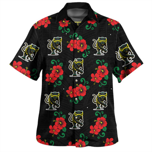 Penrith Panthers Custom Hawaiian Shirt - Penrith Panthers With Maori Patterns Hawaiian Shirt