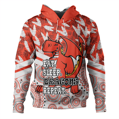St. George Illawarra Dragons Hoodie - Tropical Patterns And Dot Painting Eat Sleep Repeat