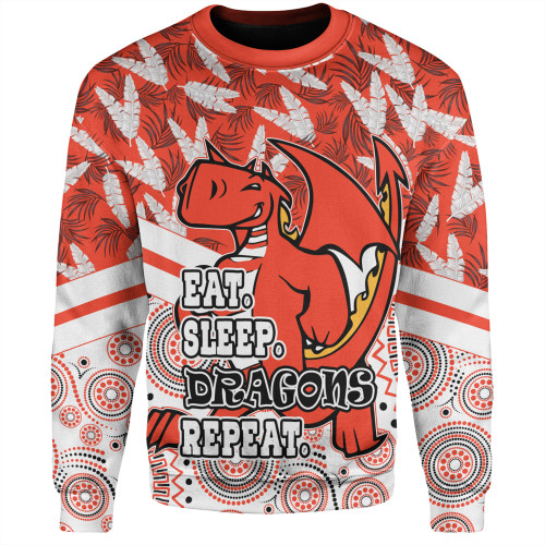 St. George Illawarra Dragons Sweatshirt - Tropical Patterns And Dot Painting Eat Sleep Repeat