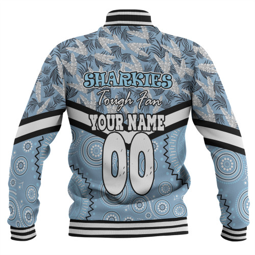 Cronulla-Sutherland Sharks Baseball Jacket - Tropical Patterns And Dot Painting Eat Sleep Rugby Repeat Cronulla-Sutherland Sharks Baseball Jacket - Tropical Patterns And Dot Painting Eat Sleep Rugby Repeat