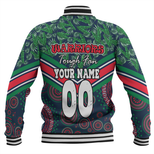 New Zealand Warriors Sport Baseball Jacket - Tropical Patterns And Dot Painting Eat Sleep Rugby Repeat