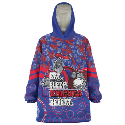 Newcastle Knights Sport Snug Hoodie - Tropical Patterns And Dot Painting Eat Sleep Rugby Repeat