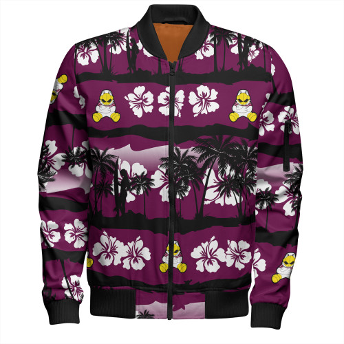 Manly Warringah Sea Eagles Bomber Jacket - Tropical Hibiscus and Coconut Trees