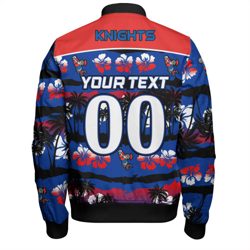 Newcastle Knights Sport Bomber Jacket - Tropical Hibiscus and Coconut Trees Newcastle Knights Sport Bomber Jacket - Tropical Hibiscus and Coconut Trees
