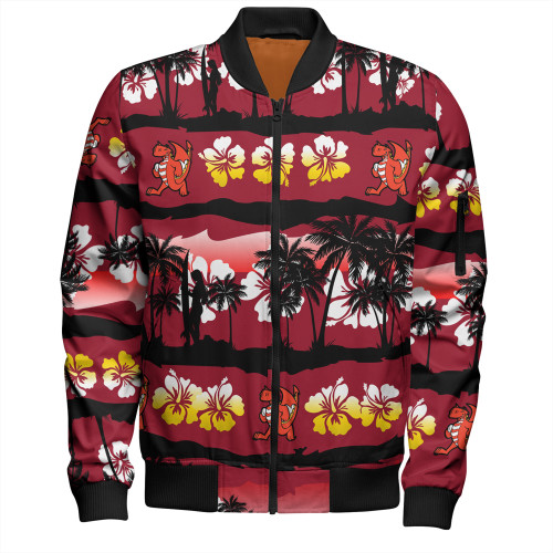 St. George Illawarra Dragons Bomber Jacket - Tropical Hibiscus and Coconut Trees