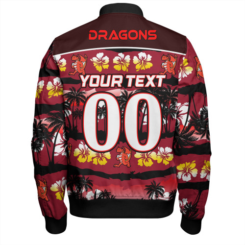St. George Illawarra Dragons Bomber Jacket - Tropical Hibiscus and Coconut Trees St. George Illawarra Dragons Bomber Jacket - Tropical Hibiscus and Coconut Trees